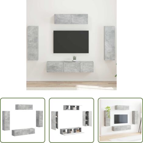 vidaXL Armadietto da parete -  Mobile TV 5 pcs Grigio cemento