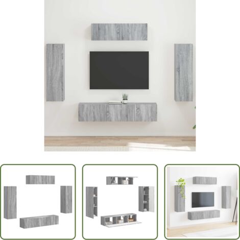 vidaXL Armadietto da parete -  Mobile TV 5 pcs Grigio Sonoma