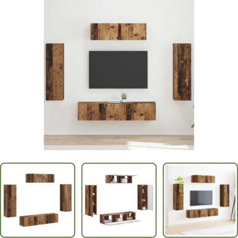 vidaXL Armadietto da parete -  Mobile TV 5 pcs Legno vecchio