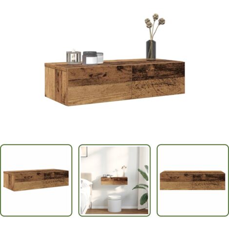 vidaXL Armadietto da parete -  Scaffale a Parete con Cassetti Antico 60x26,5x15 cm Truciolato