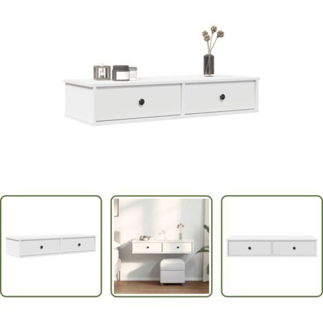 vidaXL Armadietto da parete -  Scaffale a Parete con Cassetti Bianco 100x37,5x19 cm Truciolato