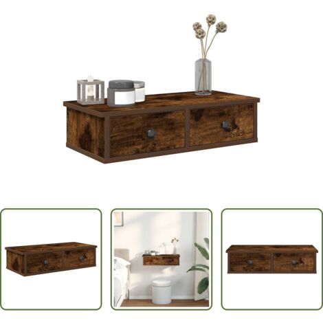 vidaXL Armadietto da parete -  Scaffale a Parete con Cassetti Fumo 60x28x15 cm in Truciolato