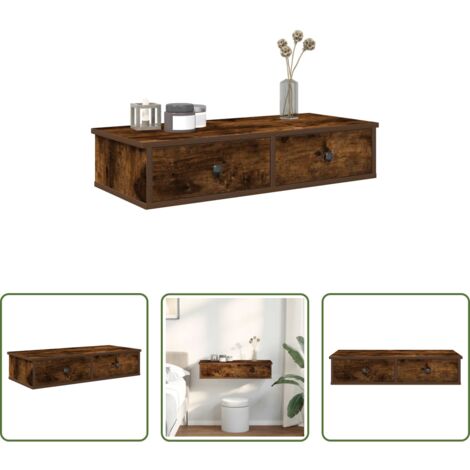 vidaXL Armadietto da parete -  Scaffale a Parete con Cassetti Fumo 80x31x17 cm in Truciolato