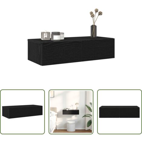 vidaXL Armadietto da parete -  Scaffale a Parete con Cassetti Nero 60x26,5x15 cm in Truciolato