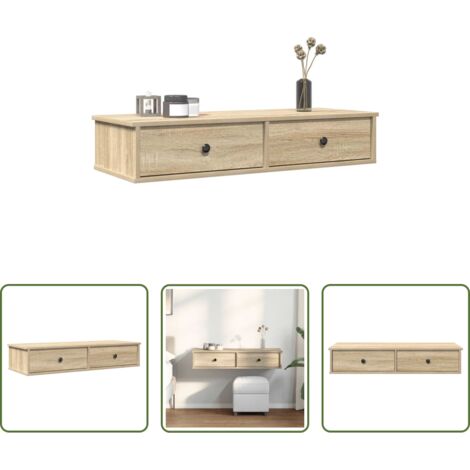 vidaXL Armadietto da parete -  Scaffale a Parete con Cassetti Sonoma 100x37,5x19 cm Truciolato