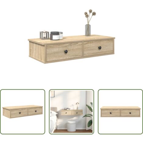 vidaXL Armadietto da parete -  Scaffale a Parete con Cassetti Sonoma 80x34x17 cm in Truciolato