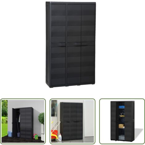 vidaXL Armadietto da patio -  Armadietto da Giardino a 4 Ripiani Nero