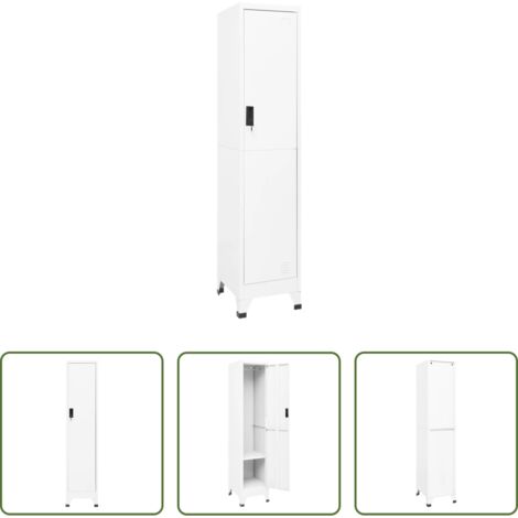 vidaXL Armadietto decorativo -  Armadietto con Serratura Bianco 38x45x180 cm in Acciaio