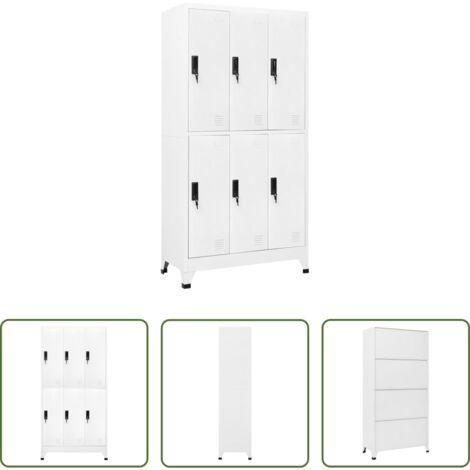 vidaXL Armadietto decorativo -  Armadietto con Serratura Bianco 90x45x180 cm in Acciaio
