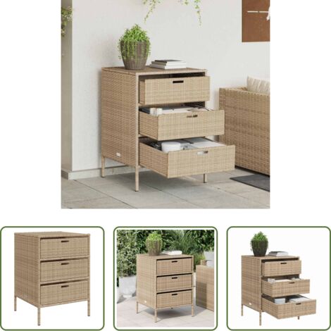 vidaXL Armadietto esterno -  Armadietto Portaoggetti da Giardino Beige 55x59x80cm Polyrattan