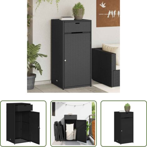 vidaXL Armadietto esterno -  Armadietto Portaoggetti da Giardino Nero 55x55x111cm Polyrattan