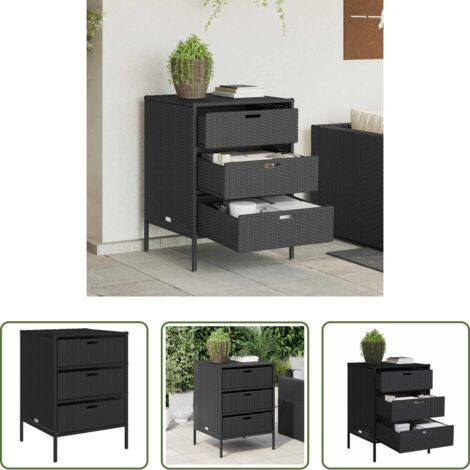 vidaXL Armadietto esterno -  Armadietto Portaoggetti da Giardino Nero 55x59x80cm Polyrattan