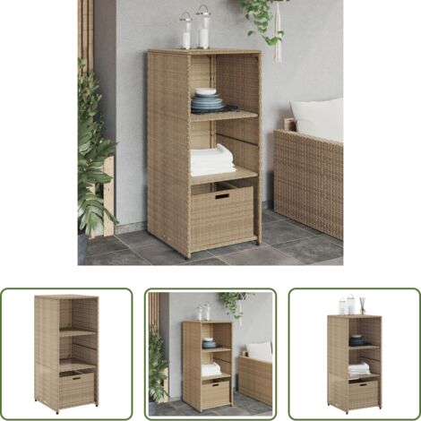 vidaXL Armadietto esterno - Armadietto Portaoggetti Giardino Beige 50x55x115cm Polyrattan