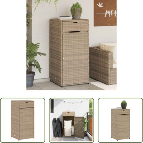 vidaXL Armadietto esterno -  Armadietto Portaoggetti Giardino Beige 55x55x111cm Polyrattan