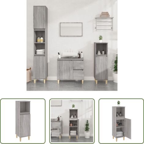 vidaXL Armadietto in legno -  Armadietto Bagno Grigio Sonoma 30x30x100cm in Legno Multistrato