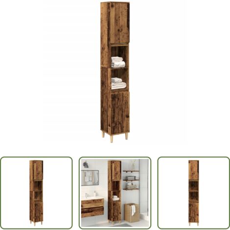 vidaXL Armadietto in legno -  Armadietto Bagno Legno Antico 30x30x190 cm in Legno Multistrato