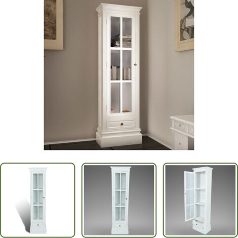 vidaXL Armadietto in legno -  Armadietto con Libreria Elegante con 3 Scaffali Bianco in Legno