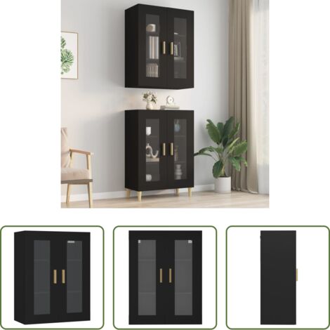 vidaXL Armadietto in legno -  Armadietto Pensile a Parete Nero 69,5x34x90 cm