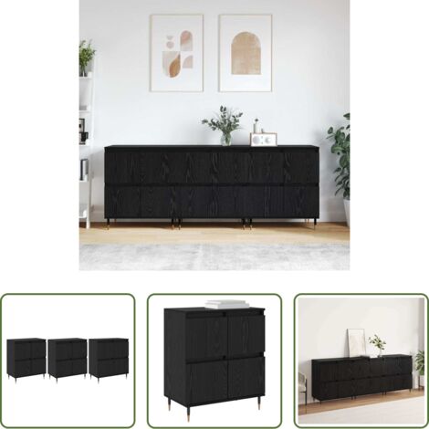 vidaXL Armadietto in legno -  Armadio 3 pcs Rovere Nero 60 x 35 x 70 cm