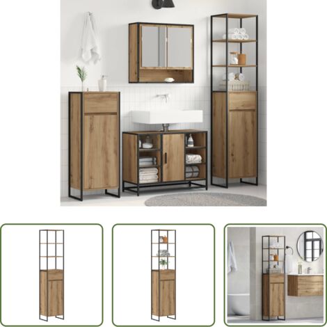 vidaXL Armadietto in legno ingegnerizzato - Mobile da Bagno con porta Rovere Artigianale 40 x 30 x 180 cm
