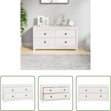 vidaXL Armadietto in legno massello -  Armadietto Bianco 100x40x54 cm in Legno Massello di Pino