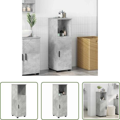 vidaXL Armadietto in legno -  Mobile da Bagno con porta Grigio cemento 30 x 35 x 95 cm