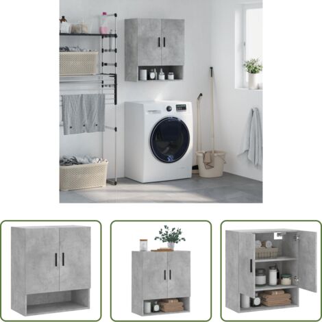 vidaXL Armadietto in legno multistrato -  Armadietto a Muro Grigio Cemento 60x31x70 cm Legno Multistrato