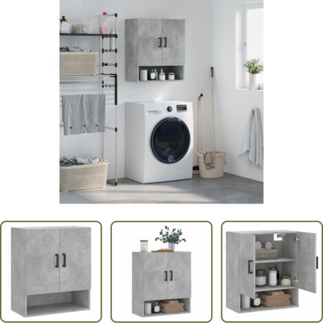 vidaXL Armadietto in legno multistrato -  Armadietto a Muro Grigio Cemento 60x31x70 cm Legno Multistrato
