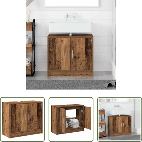 vidaXL Armadietto in legno multistrato -  Mobile da Bagno Legno vecchio 63 x 29 x 55 cm Legno multistrato