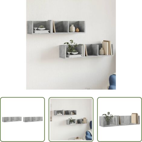 vidaXL Armadietto in legno multistrato -  Mobili Parete 2 pz Grigio Cemento 75x18x16,5 cm in Multistrato