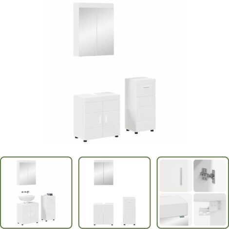 vidaXL Armadietto in legno -  Set di mobili per il bagno TULUM Bianco Legno multistrato
