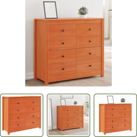 vidaXL Armadietto in pino -  Armadietto Marrone Cera 100x40x90 cm in Legno Massello di Pino