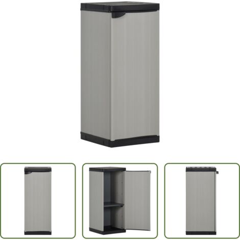 vidaXL Armadietto in plastica -  Armadietto da Giardino con 1 Ripiano Grigio e Nero 35x40x85 cm