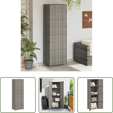 vidaXL Armadietto in polyrattan -  Armadietto Portaoggetti da Giardino 59x40x180 cm in Polyrattan