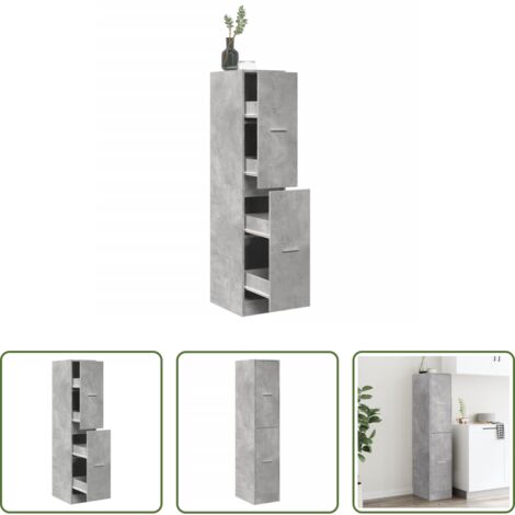 vidaXL Armadietto in truciolato -  Armadietto da Farmacia Grigio Cemento 30x41x144,5 cm Truciolato