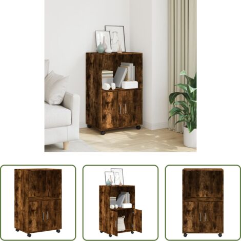 vidaXL Armadietto in truciolato -  Mobiletto con Ruote Rovere Fumo 55x40x91 cm in Truciolato