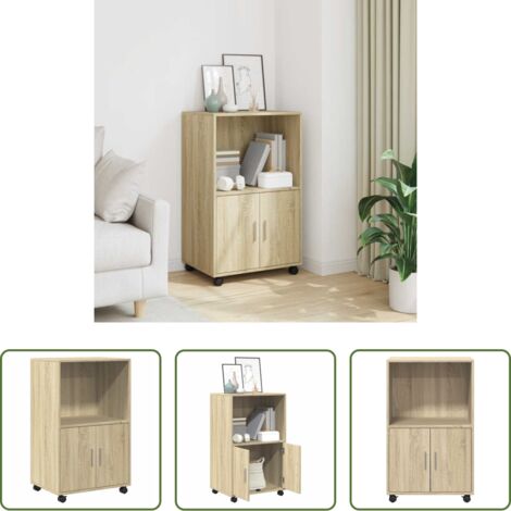 vidaXL Armadietto in truciolato -  Mobiletto con Ruote Rovere Sonoma 55x40x91 cm in Truciolato
