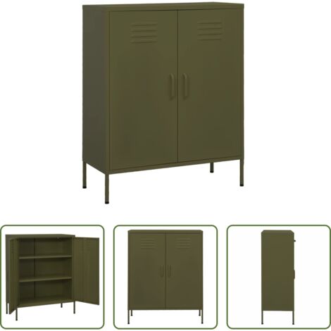 vidaXL Armadietto laterale -  Armadietto Verde Oliva 80x35x101,5 cm in Acciaio