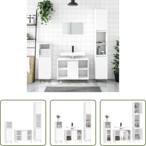 vidaXL Armadietto lavello -  Set Mobili da Bagno 3 pz Bianco in Legno Multistrato