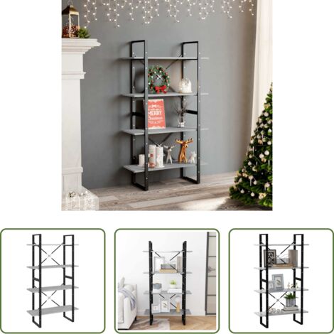 vidaXL Armadietto -  Libreria 4 Ripiani Grigio Cemento 80x30x140cm Legno Multistrato