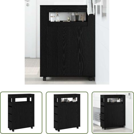 vidaXL Armadietto moderno -  Set di mobili per il bagno Rovere Nero 65 x 23 x 87 cm