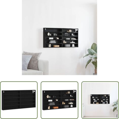 vidaXL Armadietto moderno -  Vetrina Rovere Nero 100 x 8,5 x 50 cm Legno multistrato