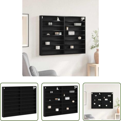 vidaXL Armadietto moderno -  Vetrina Rovere Nero 100 x 8,5 x 75 cm Legno multistrato