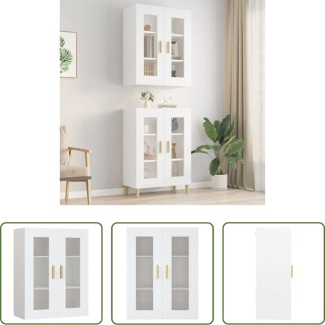 vidaXL Armadietto pensile -  Armadietto Pensile a Parete Bianco 69,5x34x90 cm