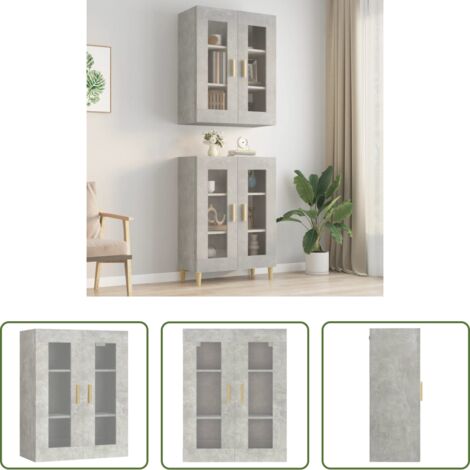 vidaXL Armadietto pensile -  Armadietto Pensile a Parete Grigio Cemento 69,5x34x90 cm