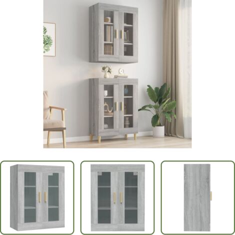 vidaXL Armadietto pensile -  Armadietto Pensile a Parete Grigio Sonoma 69,5x34x90 cm