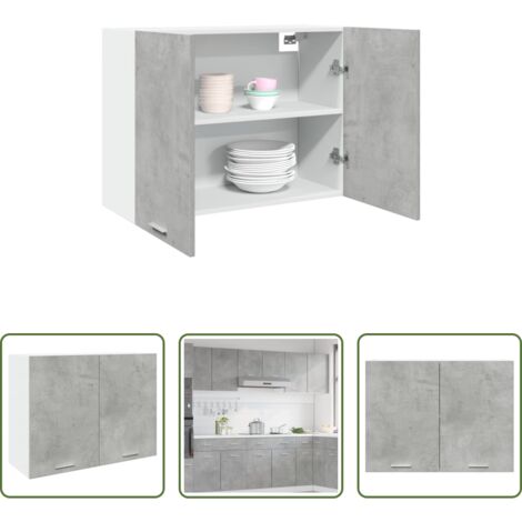 vidaXL Armadietto pensile -  Mobile Pensile “Lyon” Grigio Cemento 80x31x60 cm