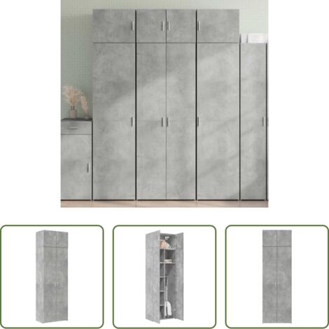 vidaXL Armadietto per casa -  Armadietto Grigio Cemento 70x42,5x225 cm in Legno Multistrato