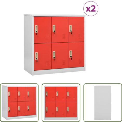 vidaXL Armadietto per scarpe -  Armadietti Chiavi 2pz Grigio Chiaro Rosso 90x45x92,5cm Acciaio