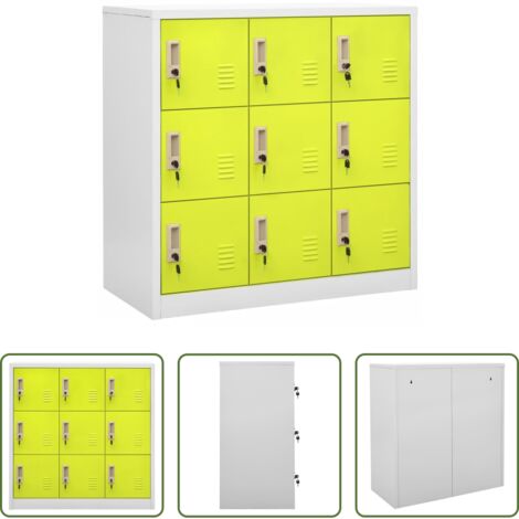 vidaXL Armadietto per scarpe -  Armadietto a Chiave Grigio Chiaro e Verde 90x45x92,5 cm Acciaio